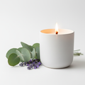 Eucalyptus and lavender ceramic aromatherapy candle with wooden wick